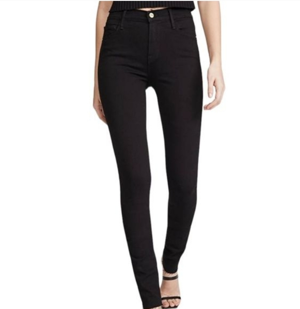 Frame Denim Forever Karli High Rise Skinny Jeans Black
